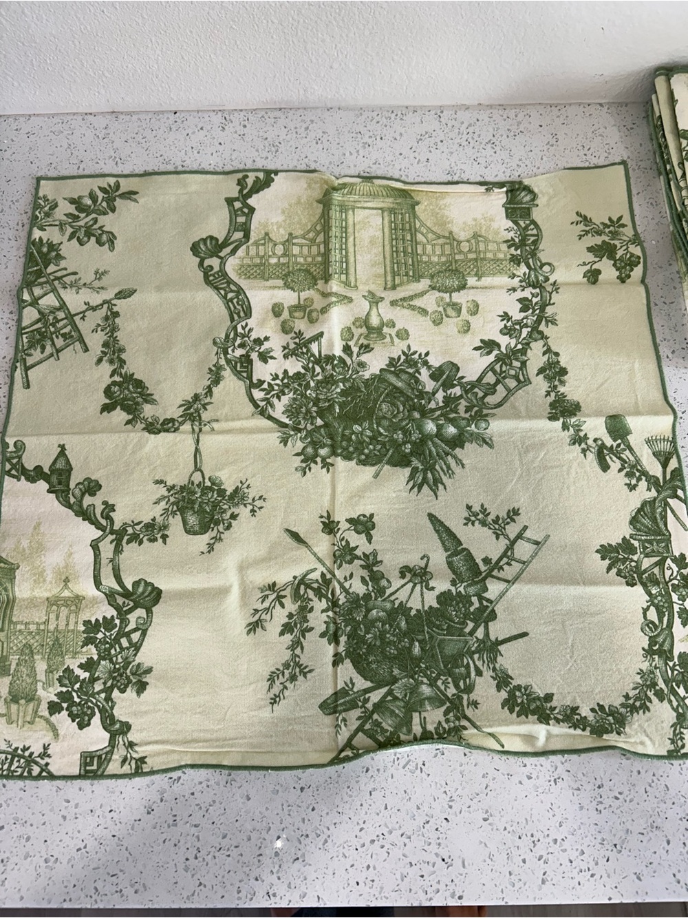 6-Traditional French country floral Toile de Jouy Chintz napkins green 20x21